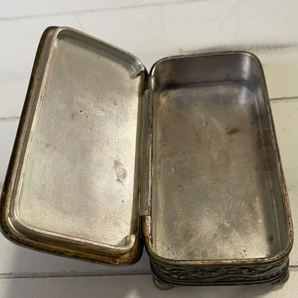 Antique Fairpoint Silverplate Hairpin Trinket Box Victorian Edwardian Vanity - Picture 13 of 13